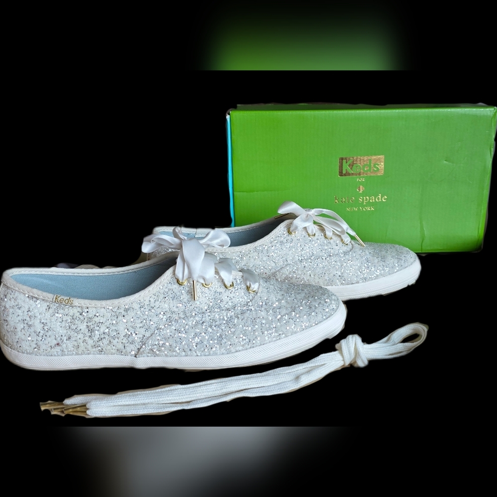 Keds Kate Spade Women's Sparkle Sneakers - Silver and White